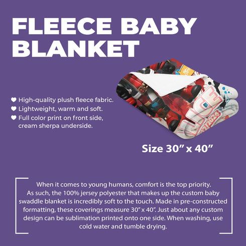 Personalized Baby Superhero Blanket – Harley Quinn Style | Custom Name, Date & Bold Backgrounds